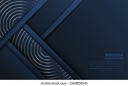 Abstract luxury dark background with silver lines and circular glowing dots combinations. Overlap modern background