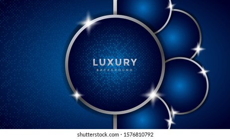 Abstract luxury dark background with silver lines and glowing silver light. blue dots combinations. Overlap modern background
