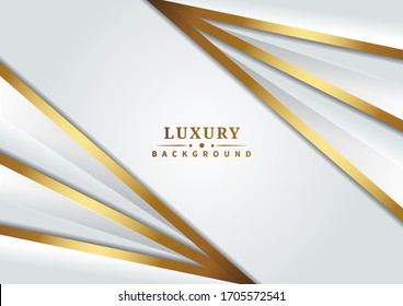 Abstract luxury dark blue background overlap layer with golden lines with copy space text. Vector illustration