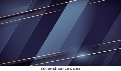 Abstract luxury dark blue background with golden lines . Luxury and elegant design. Vector illustration