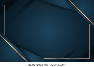 Abstrakter Luxus, dunkelblauer Hintergrund mit goldenen Linien . Luxus und elegantes Design. Vektorgrafik