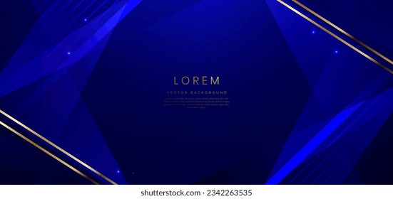 Abstract luxury dark blue background with diagonal gold lines. Template premium award design. Vector illustration 