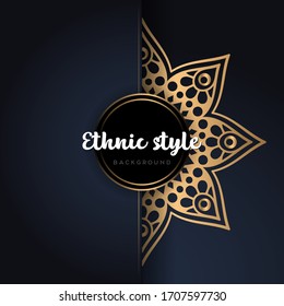 Abstract luxury dark blue color background with golden arabesque pattern, ornament elegant invitation wedding card , invite , backdrop cover banner illustration vector design.