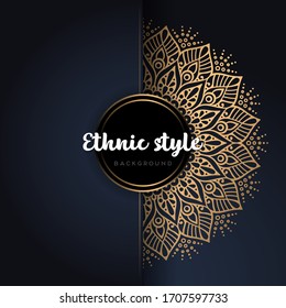 Abstract luxury dark blue color background with golden arabesque pattern, ornament elegant invitation wedding card , invite , backdrop cover banner illustration vector design.
