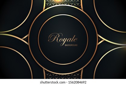 Abstract luxury dark blue frame background ornament with light golden decoration. Modern and elegant vector design template for use cover, frame, banner celebration, card, advertising, corporate