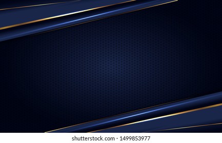 Abstract Luxury Dark Blue With Gold Background.Vector Texture Frame 