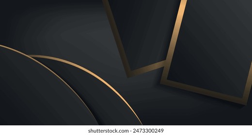 Abstractas fondo de onda azul oscuro de lujo con brillantes líneas doradas y puntos. Modernos Elementos de capas de onda superpuestas simples con decoración de sombra.	