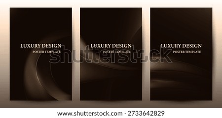 Abstract Luxury Dark Brown and Gold Background with Curved Lines Vector Template