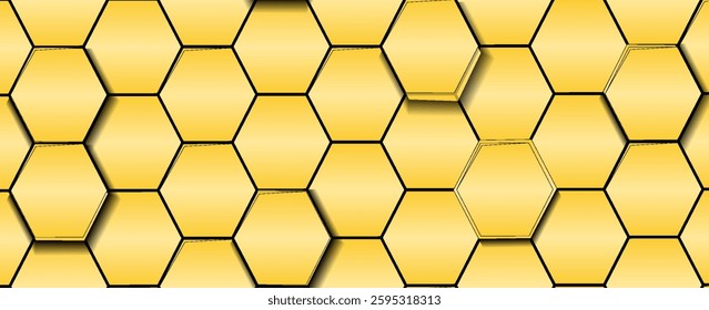 Abstract luxury dark gold hexagon shape background. Simple hexagonal geometric pattern metal texture design. Luxurious and elegant geometric elements with space for your text. vector