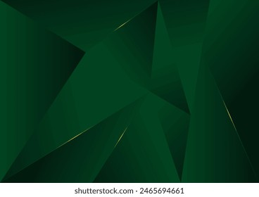 Abstrakter luxuriöser dunkelgrüner Hintergrund mit geometrischer Form und Goldlinie. Einfache Vektorillustration mit Kopierraum. Monochrome elegante geometrische für Bildschirmhintergrund, Hintergrund, Banner, Karte und etc.
