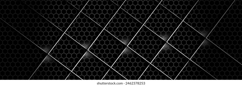 Abstractas fondo de forma hexagonal oscuro. Diseño de textura de metal de patrón geométrico hexagonal simple. Lujosos y elegantes Elementos geométricos con espacio para tu texto. Vector