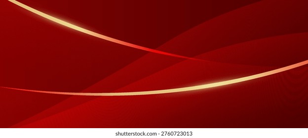 Abstract Luxury Dark Red Background with Elegant Golden Flowing Lines and Subtle Wavy Gradients, Modern Premium Vector Backdrop for Corporate Identity and Deluxe Stationery