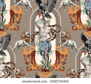 Abstract luxury decorative baroque ornamental seamless pattern.