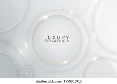Abstract luxury design - thin gold circles on gradient white background