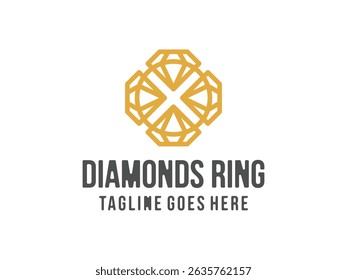 Diseño abstracto del logotipo del anillo del diamante del lujo, Vector, aislado en fondo transparente
