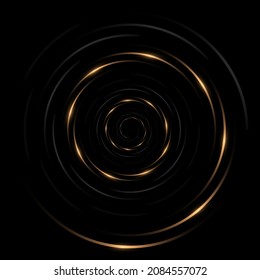 Abstract luxury elegant black and gold spiral circle lines on black vector background. Vector illustration