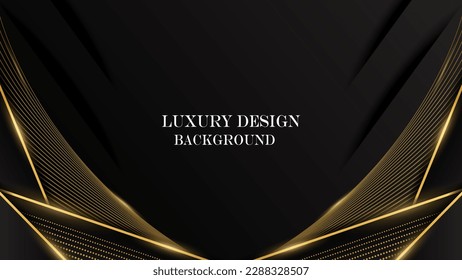 negro elegante de lujo abstracto con un brillante vector de fondo de línea dorada. diseño de tema elegante de lujo