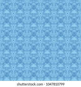 Abstract luxury and elegant seamless pattern in popular blue colors. Modern vector mandalas design for print on card paper, fabric poster, carpet or book cover. Colorful tones.