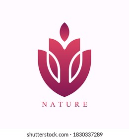 Abstract luxury elegant tulip and human vector logo. Flower symbol. Beauty, spa, salon, cosmetics or boutique logo and more business.