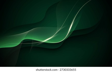 Elemento de luxo abstrato com efeito de brilho de luz de ouro na decoração verde design gráfico moderno para modelo de banner ilustração vetorial de fundo.