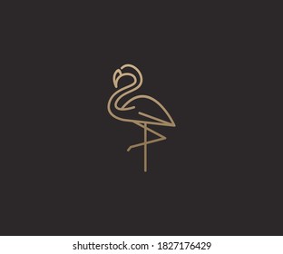 Abstract luxury flamingo logo design template