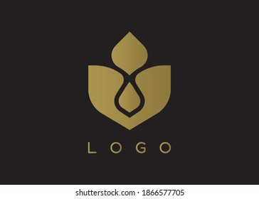 Abstract Luxury Flower Gold Vector Logo