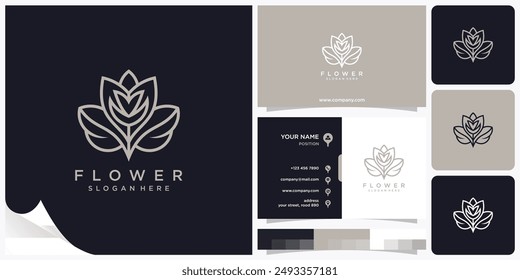 Abstract Luxury Flower Line Art Logo, Abstract Luxury Flower Line Art Vector