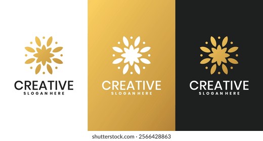 Abstract luxury flower logo design 