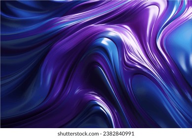 Abstract luxury fluid art painting in alcohol ink technique, Imitation of marble stone cut and mixture of blue and purple paints, glowing golden veins vector illustration.