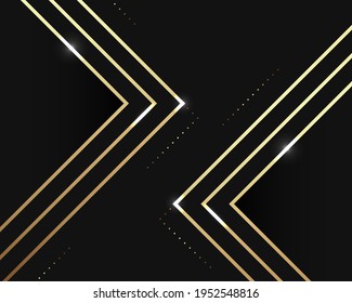 Abstract luxury geometric overlapping on black background with glitter and golden lines glowing dots golden combinations.You can use for poster, template, business presentation. Vector illustration