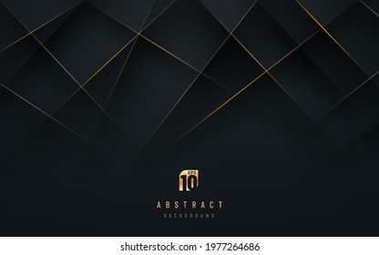 Abstract luxury geometric overlay black and gold background with copy space. Golden light line decoration. Vector illustration