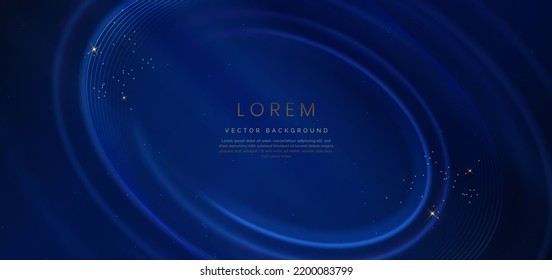 Abstract luxury glowing curved lines overlapping on dark blue background. Template award nomination ceremony design. Vector illustration