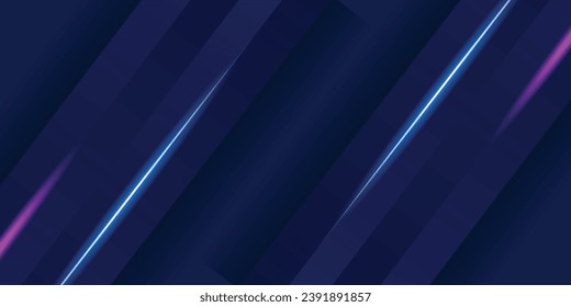 Abstract luxury glowing curved lines overlapping on dark blue background. Premium award design template. Eps 10