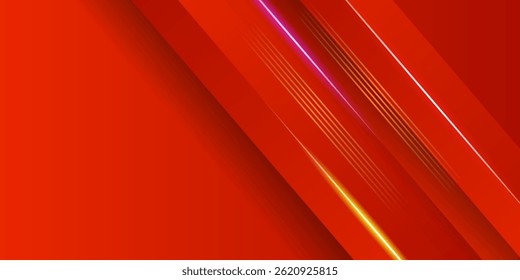 Abstract luxury glowing curved lines overlapping on orange background. Premium award design template. Vector illustration