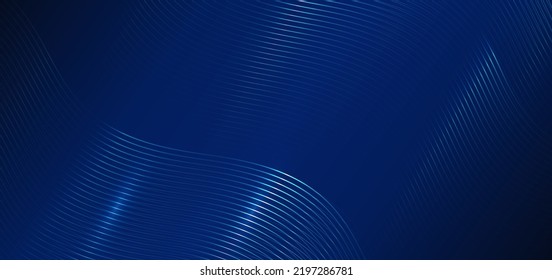 Abstract luxury glowing lines curved overlapping on dark blue background. Template premium award design. Vector illustration