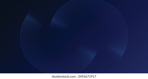 Abstract luxury glowing lines curved overlapping on dark blue background. Template premium award design. Vector illustration