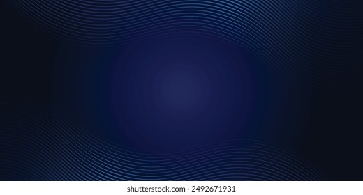 Abstract luxury glowing lines curved overlapping on dark blue background. Template premium award design. Vector illustration