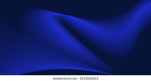 Abstract luxury glowing lines curved overlapping on dark blue background. Template premium award design. Vector illustration