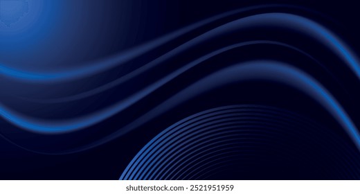 Abstract luxury glowing lines curved overlapping on dark blue background. Template premium award design. Vector illustration
