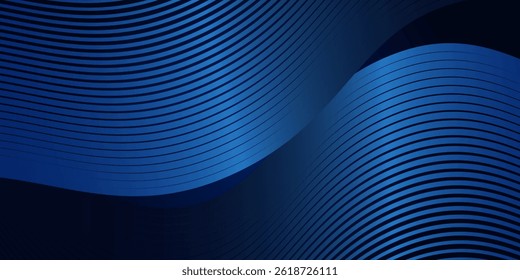 Abstract luxury glowing lines curved overlapping on dark blue background. Template premium award design. Vector illustration