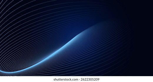 Abstract luxury glowing lines curved overlapping on dark blue background. Template premium award design. Vector illustration