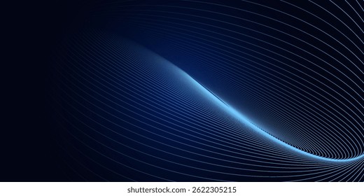 Abstract luxury glowing lines curved overlapping on dark blue background. Template premium award design. Vector illustration