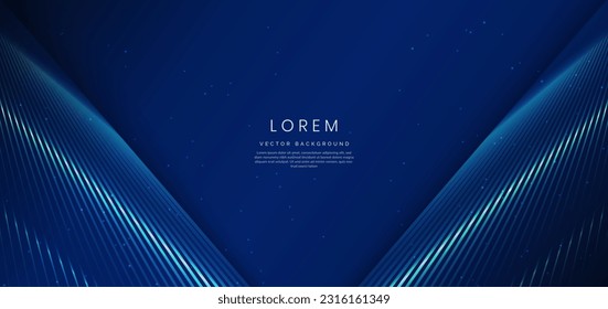 Abstract luxury glowing lines overlapping on dark blue background. Template premium award design. Vector illustration