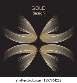 Abstract luxury gold background, creative geometric halftone lines dynamic pattern, vector modern design golden texture for card, cover, poster, decoration.
