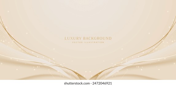 Abstractas fondo de oro de lujo. Plantilla de diseño de onda de línea dorada moderna. Premium crema suave con elegante Ilustración vectorial de Anuncio geométrico