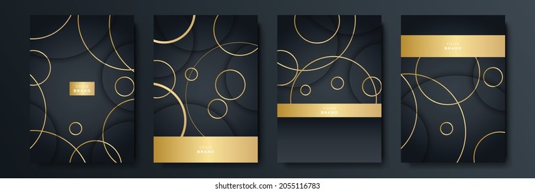 Abstract luxury gold black background with golden lines