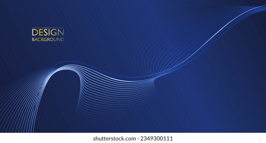 Abstract luxury gold blue wave template design. Contemporary style graphic. Vector illustration for presentation, banner, cover, web, flyer, card, poster, wallpaper, texture, slide, social media