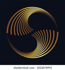 abstract luxury gold concentric wave circle element.