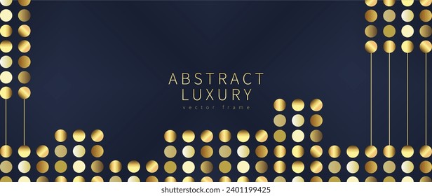 Abstract luxury gold frame for text, photos, diplomas, cards. Luxury background with gold sparkles. Geometric vector background.