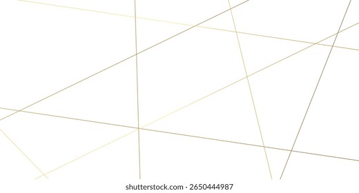 Abstrakte Luxus Gold geometrische zufällige chaotische Linien mit vielen Quadraten und Dreiecken Form auf transparentem Hintergrund.	
